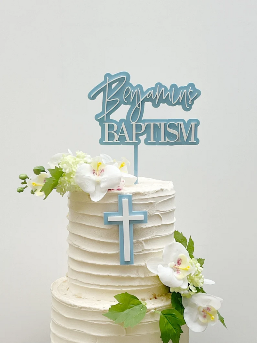 Modern Baptism religious cake topper