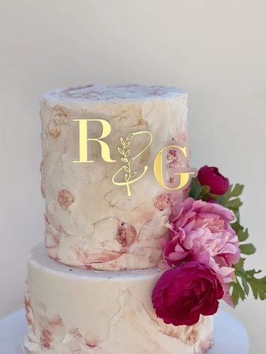 Floating Couples initials wedding cake topper