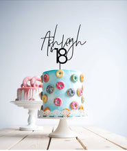 Load image into Gallery viewer, modern font custom cake topper personalised with your name &amp; age