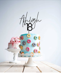 modern font custom cake topper personalised with your name & age