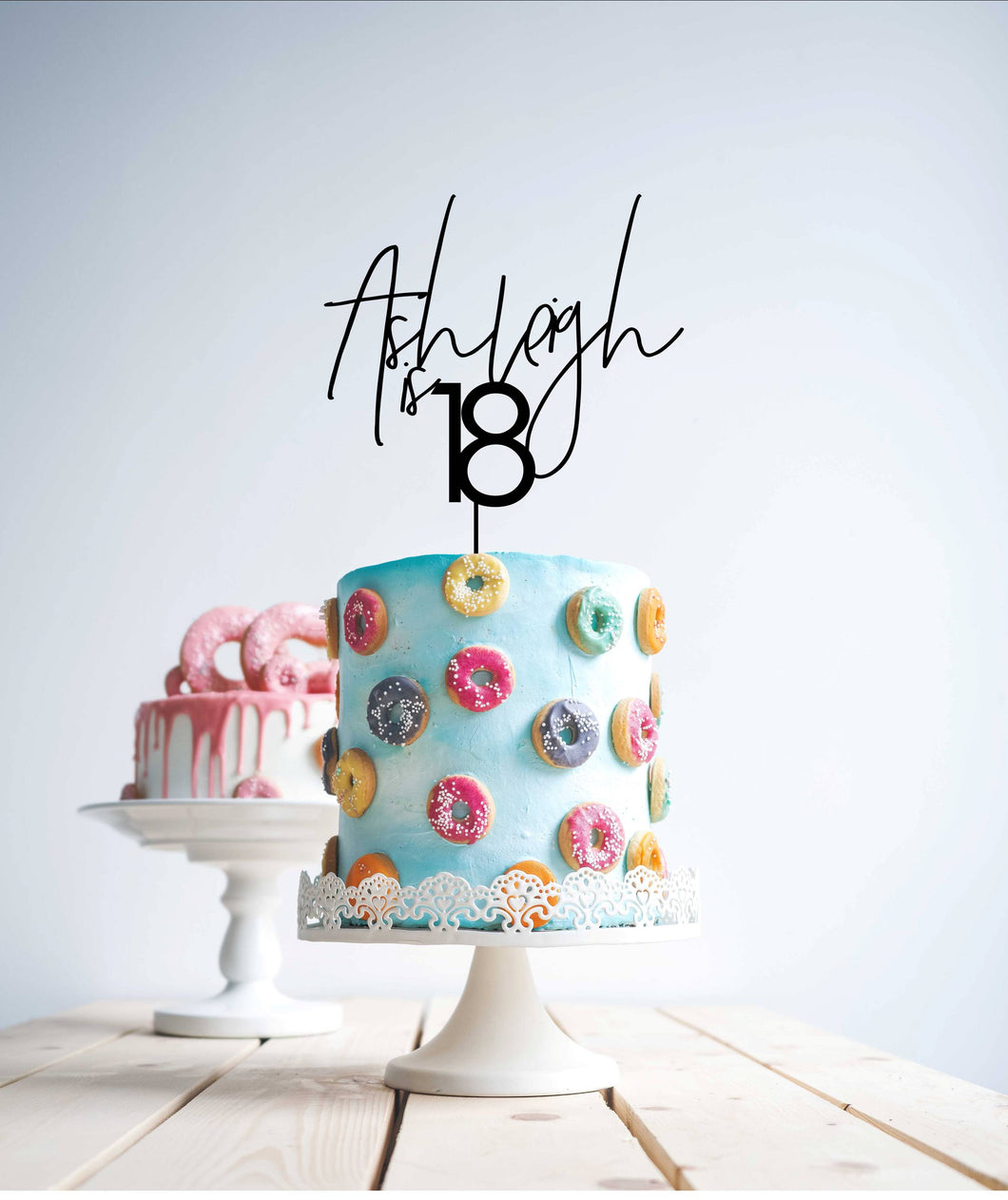 modern font custom cake topper personalised with your name & age