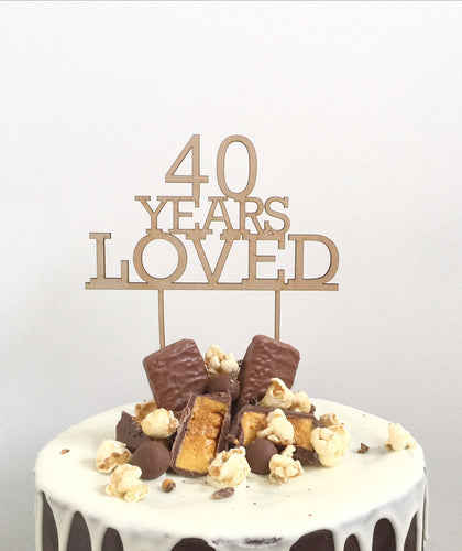 years loved - cake topper featuring your age or wedding anniversary