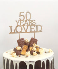 Load image into Gallery viewer, 50 years loved cake topper for birthdays and wedding anniversarys