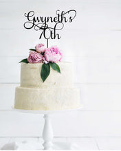 Load image into Gallery viewer, custom made cake topper personalised with your name and birthday