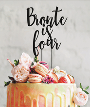 Load image into Gallery viewer, script name and age on a cake topper