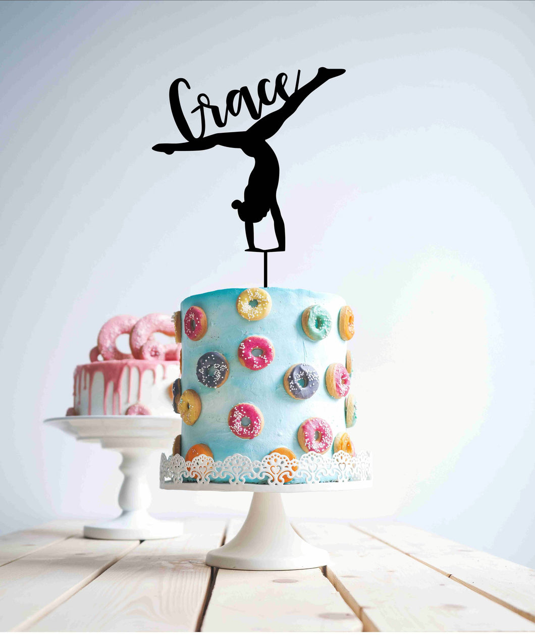 gymnastics silhouette cake topper personalised with your name