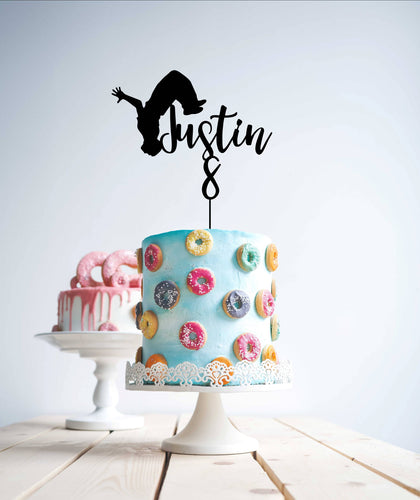 custom parkour cake topper with name and age